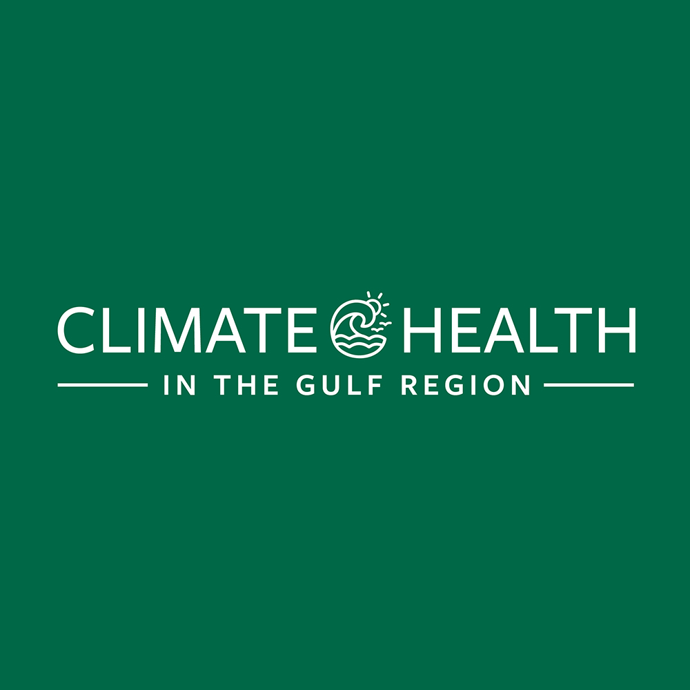 Climate symposium banner with title in white on green background