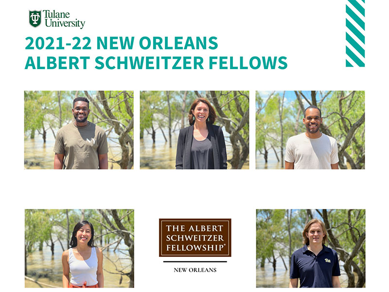 Photos of 2021 Schweitzer Fellows encircling the Schweitzer logo