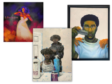 A collage of youth art exhibits