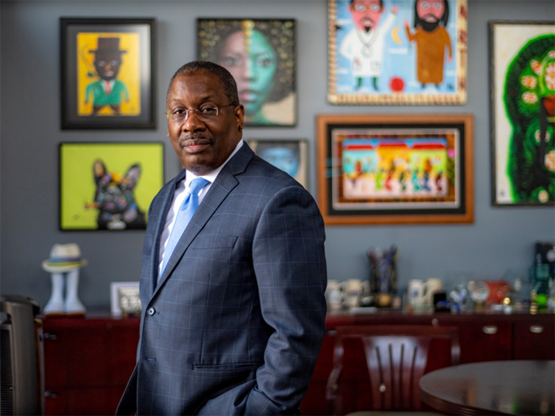 Photo of Dean Thomas LaVeist in his office at Tulane University