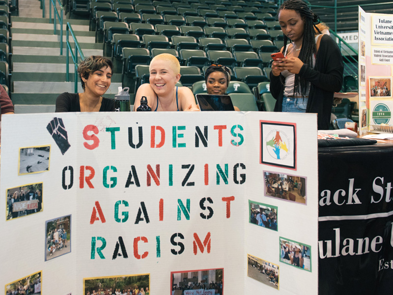 group of students tabling against racism