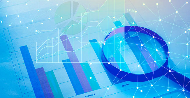 image of data bars and magnifying glass