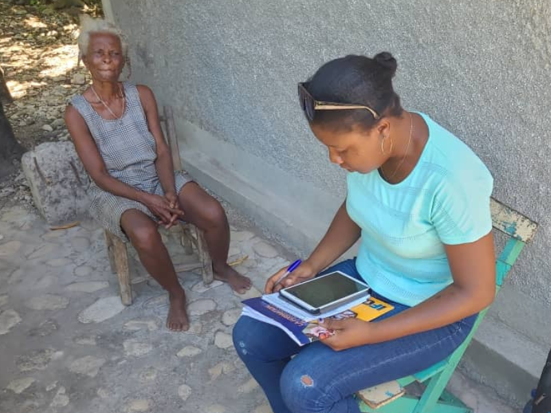 A survey worker in Haiti