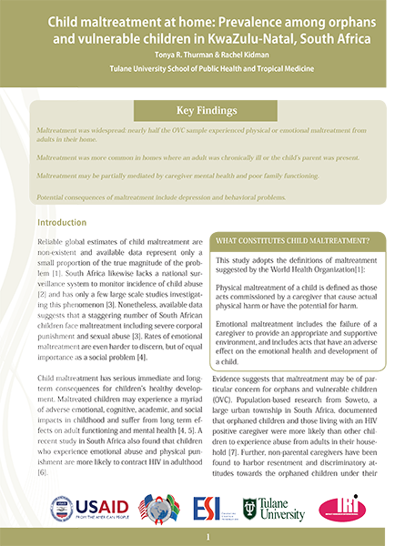 cover image for child maltreatment brief