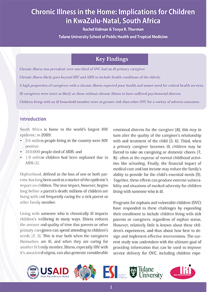cover image for chronic illness brief 