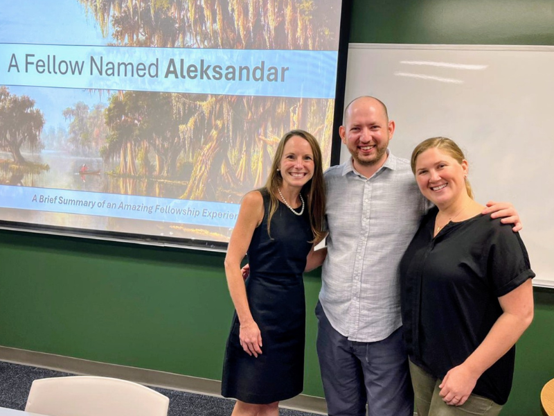 Dr. Kelli Stidham Hall, Dr. Aleksandar Stevanović and Caitlin Moore