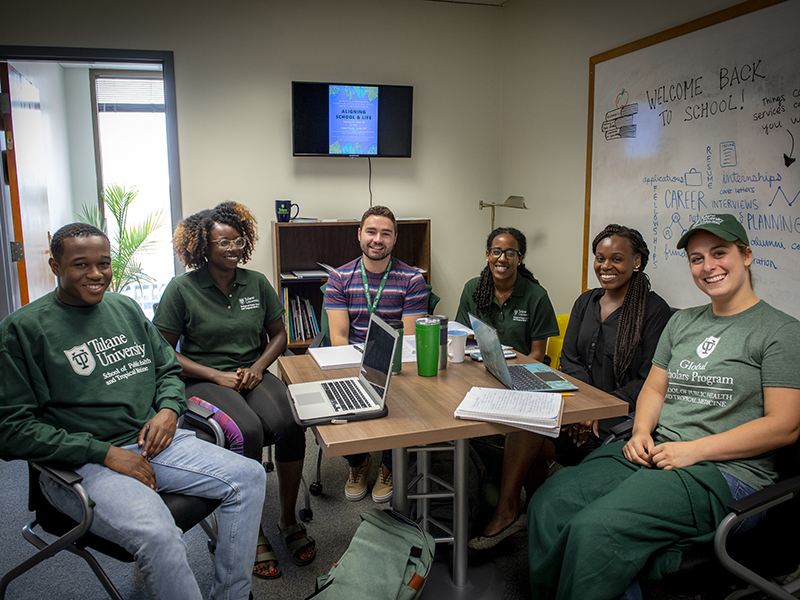 Group of students in career studio