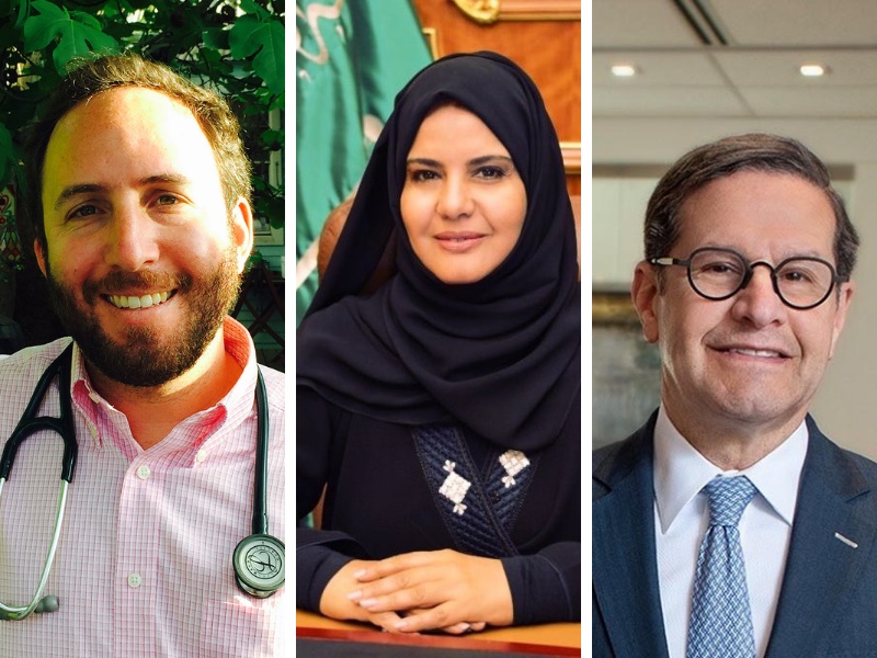 Joe Kanter, Hanan al-Ahmadi, and Neil Metzler headshots, three SPHTM alumni