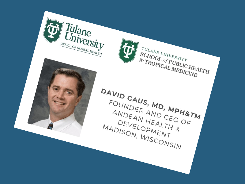 event flyer for David Gaus, MD/MPH alumnus