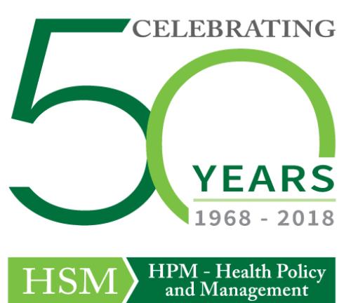 Health Policy and Management 50th Anniversary Health policy and management anniversary logo, decorative image