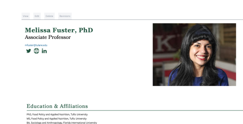 How to Create a Faculty Web Page | School of Public Health and Tropical Medicine Drupal 9 Faculty web page example image