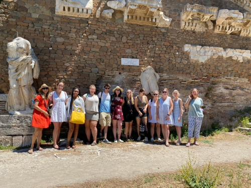 Food Security and Resilience in the Italian Context Students at a historical site in Italy during the summer abroad food security course