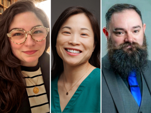 Headshots of Chelsea Cipriano (MPH ’11), Colleen Nguyen (DrPH candidate), and Alex Sheehan (DrPH candidate) 