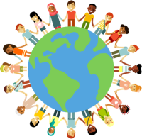 Highly Vulnerable Children's Research Center | Celia Scott Weatherhead School of Public Health and Tropical Medicine Illustration of kids holding hands surrounding a globe