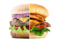 A burger that is half beef patty and half chicken breast 