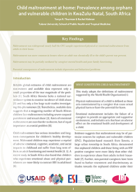 Child maltreatment at home: Prevalence among orphans and vulnerable children in KwaZulu-Natal, South Africa