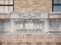 Bas relief of word "Clinic" over doors of Tulane School of Medicine old building
