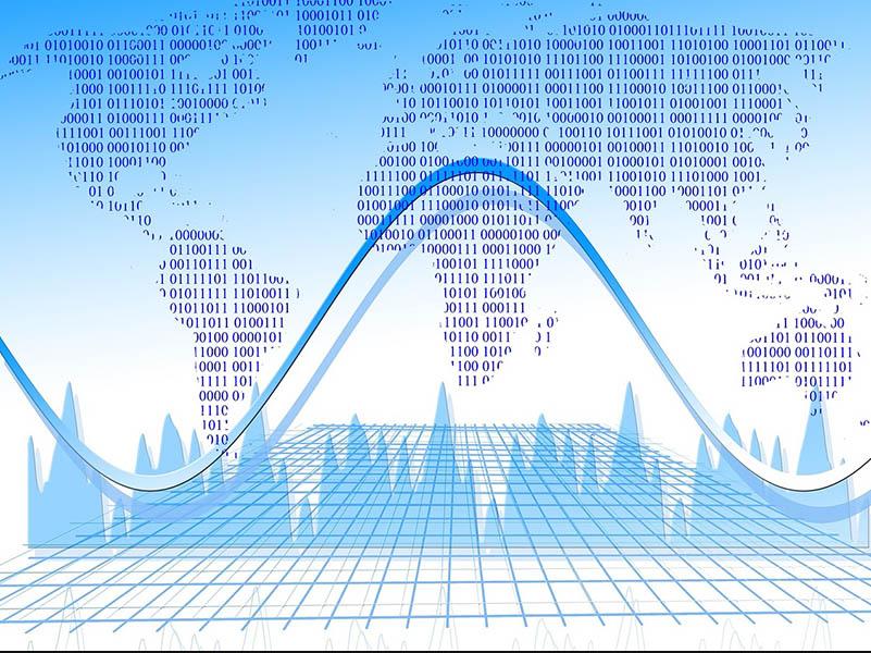 World map made of 0s and 1s, big data blue and white World map made of 0s and 1s, big data blue and white