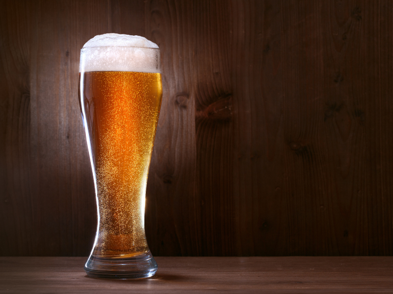 A single glass of beer