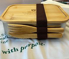 Bento box with bamboo lid, stainless steel body