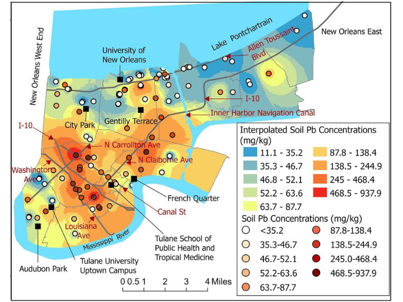 Study Lead contamination in the - Lead Concentration Map 2023 