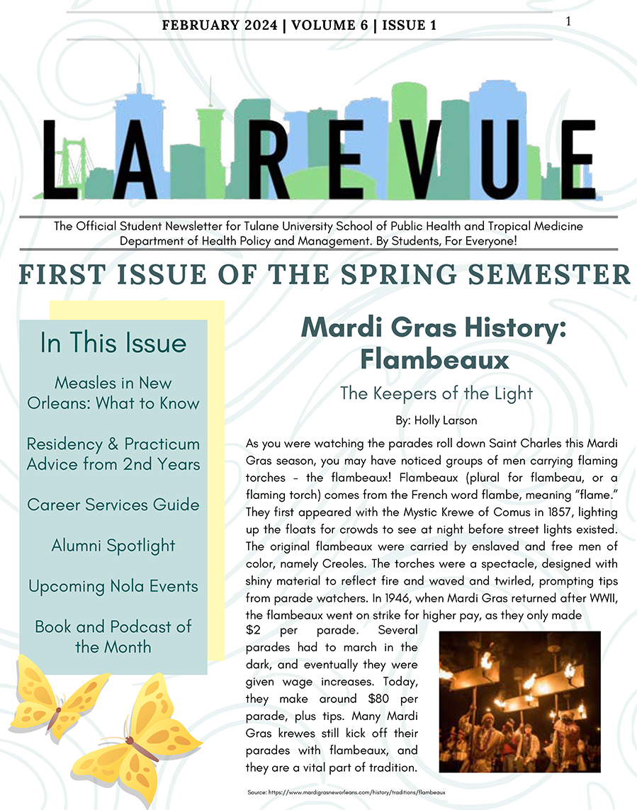 Cover of February 2024 issue of LA Revuew, HPAM Student Newsletter