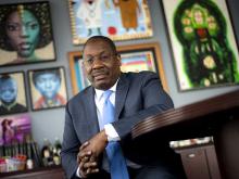 Photo of Thomas Laveist in his office at the School of Public Health