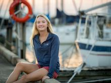 Miia Newman, who is pursuing a master’s degree in public health administration at Tulane University, is the 2017 recipient of the International Lightning Class Association Lightning Boat Grant for sailing. (Photo by Paula Burch-Celentano)