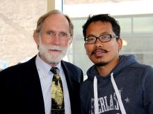 Dr. Peter Agre with Global Environmental Health Faculty Tiong Aw