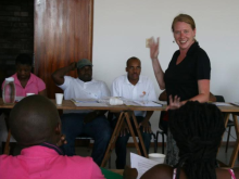Dr. Thurman training fieldworkers in survey data collection.