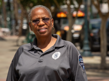 Miss Taylor in front of Tidewater