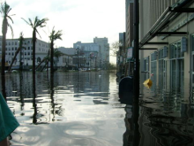Canal street in front of the Tidewater Building flooded post-Katrina