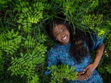 Abi Mbaye pictured under the Newcomb oak trees